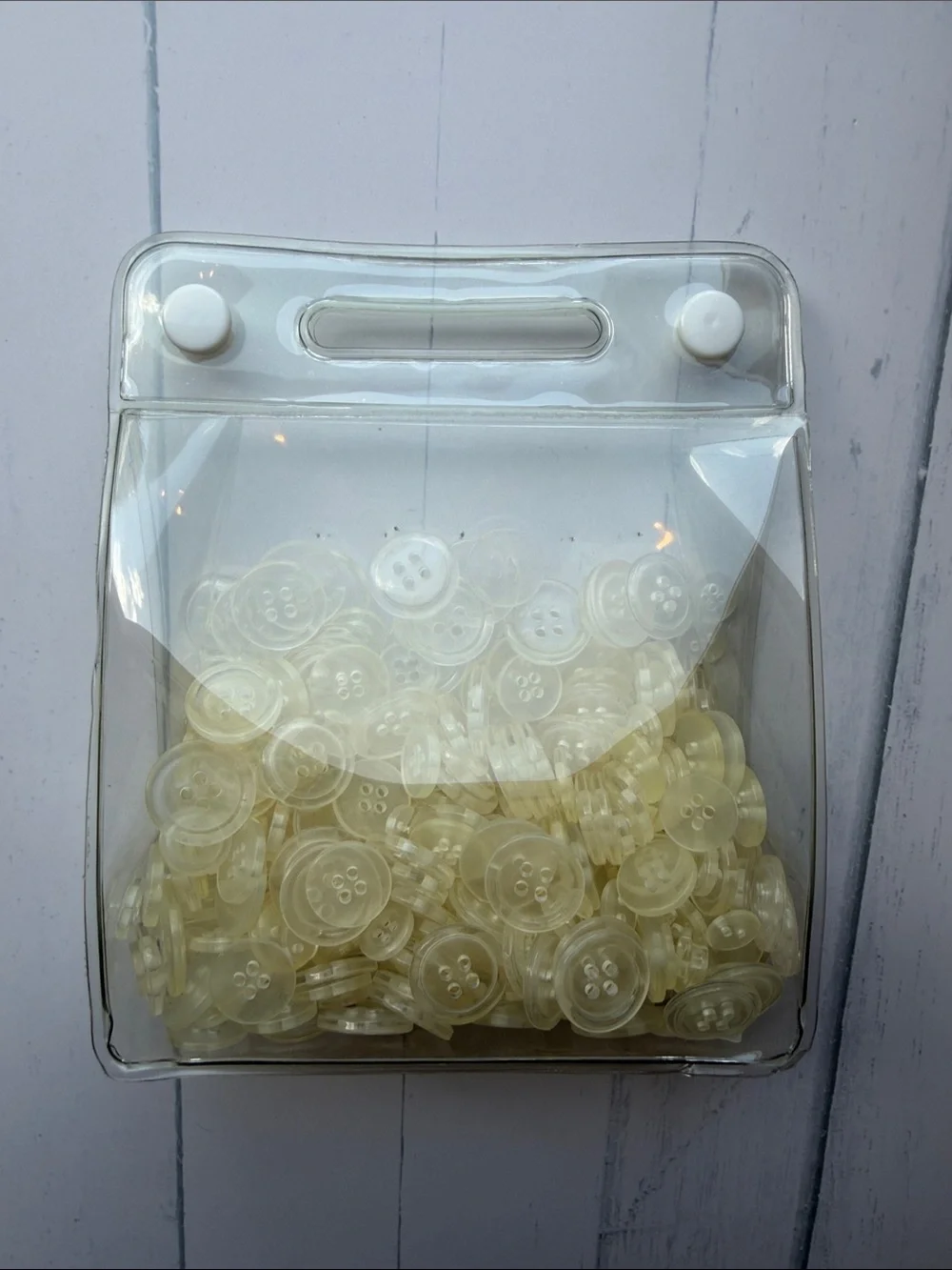 Assorted Clear Craft & Sewing Buttons | Clear Button Lot in Storage Pouch
